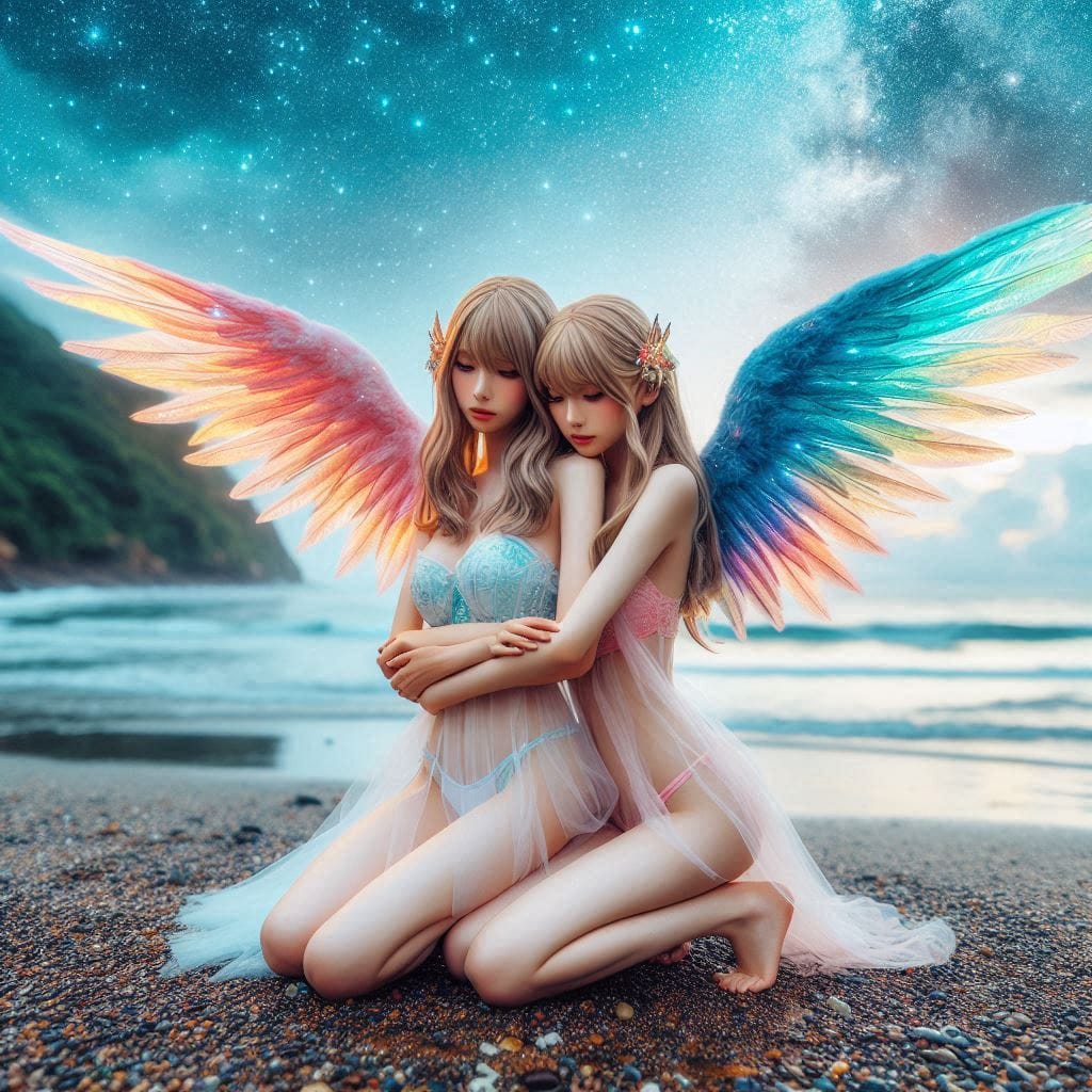 Watching the night scene meet the angel sister flower