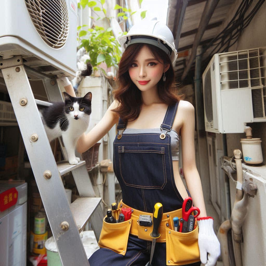 修冷氣的妹子