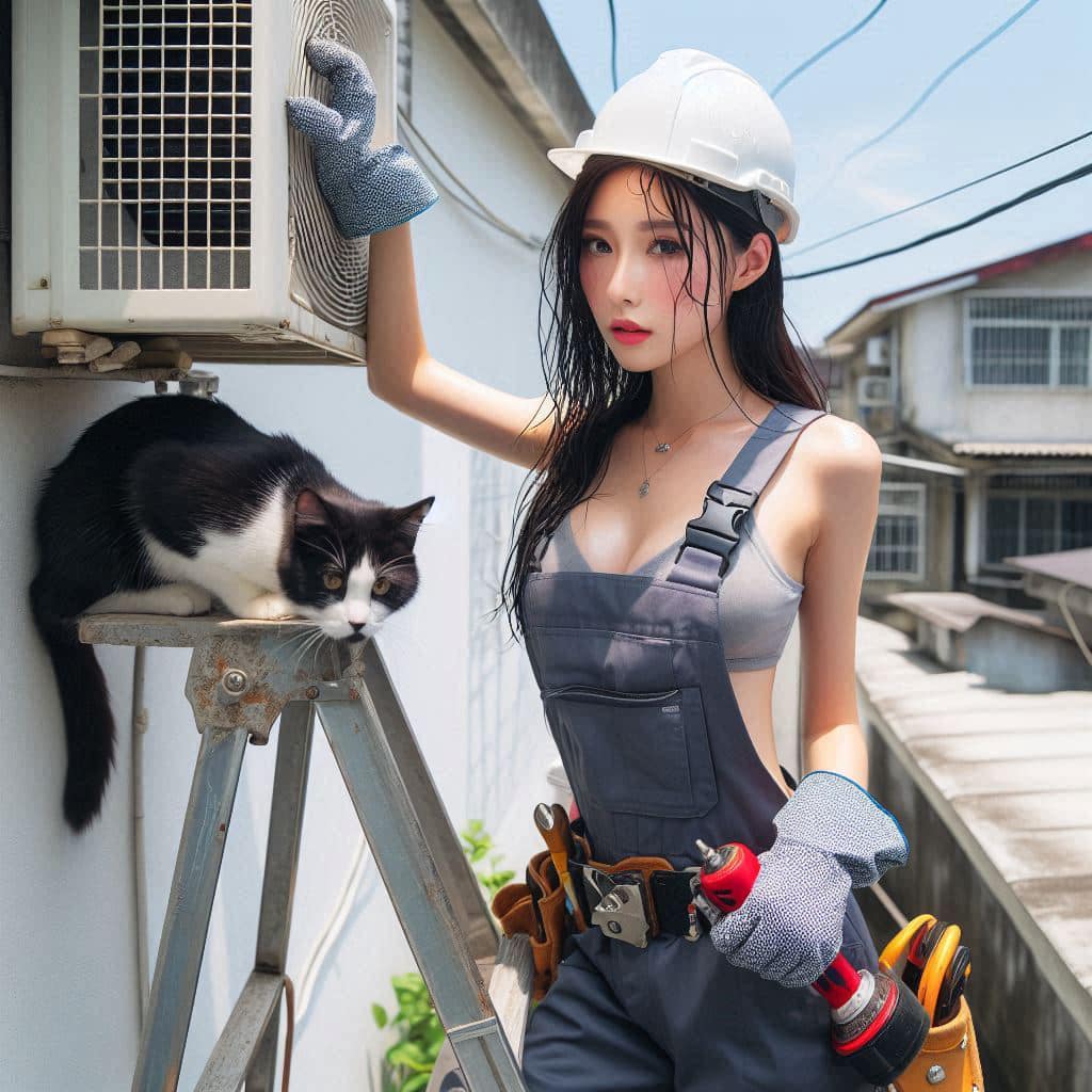 修冷氣的妹子