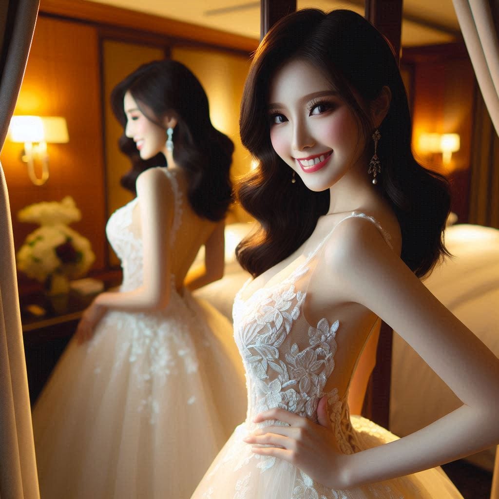 The girl in the wedding dress is so holy