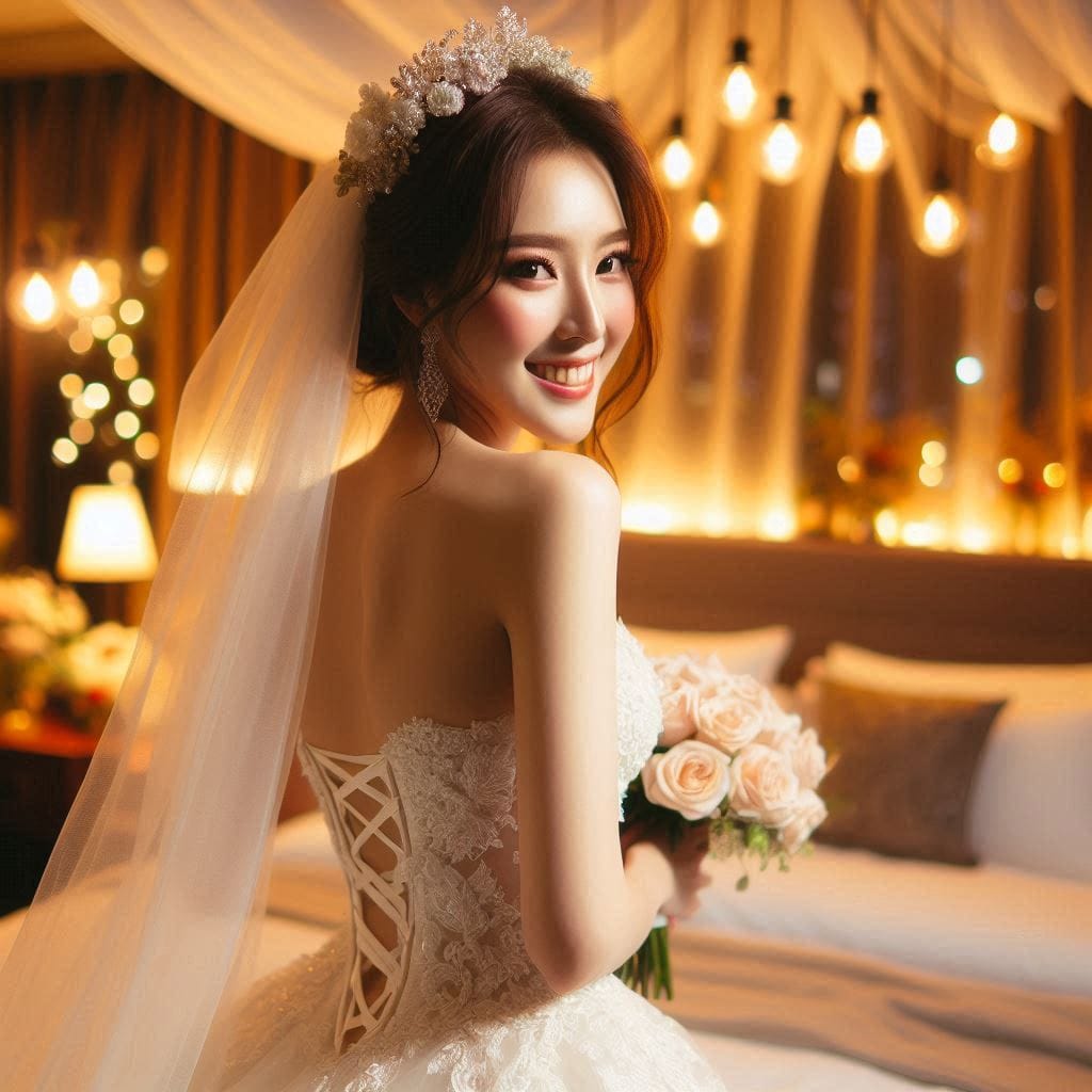 The girl in the wedding dress is so holy