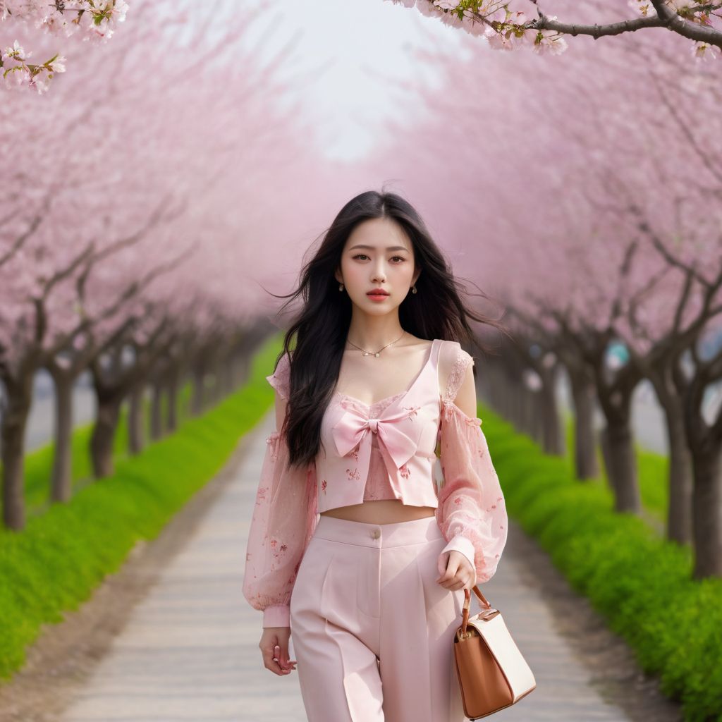 Beautiful Cherry Blossom Boulevard - Beauty Walking Among Them - Flying