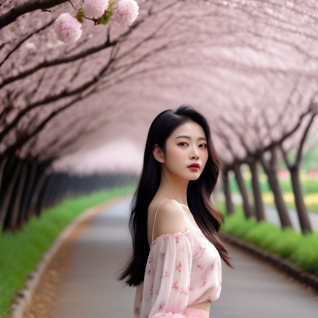 Beautiful Cherry Blossom Boulevard - Beauty Walking Among Them - Flying