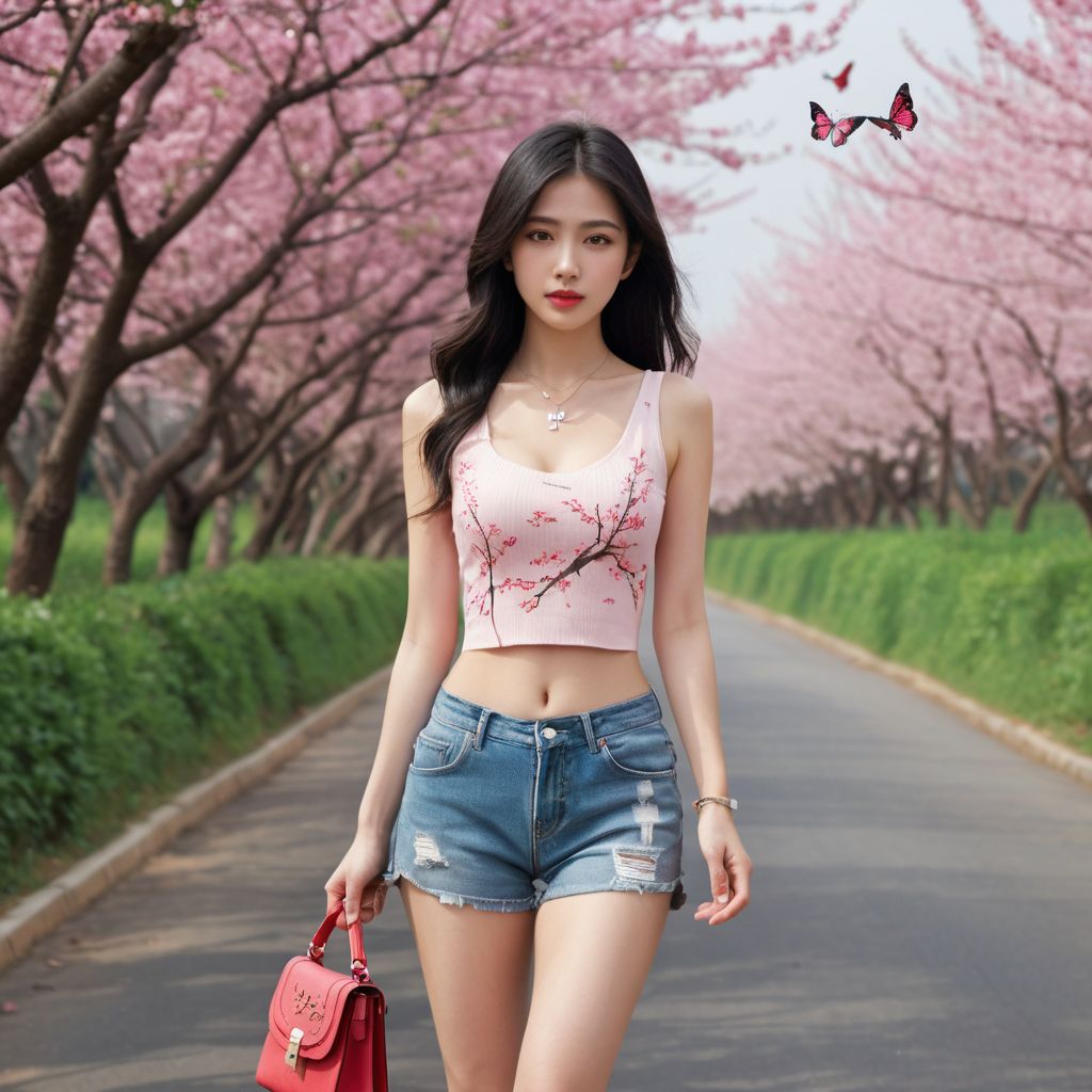 Beautiful Cherry Blossom Boulevard - Beauty Walking Among Them - Flying