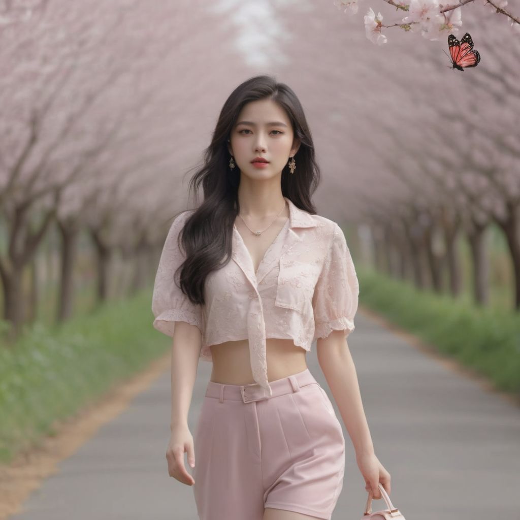 Beautiful Cherry Blossom Boulevard - Beauty Walking Among Them - Flying