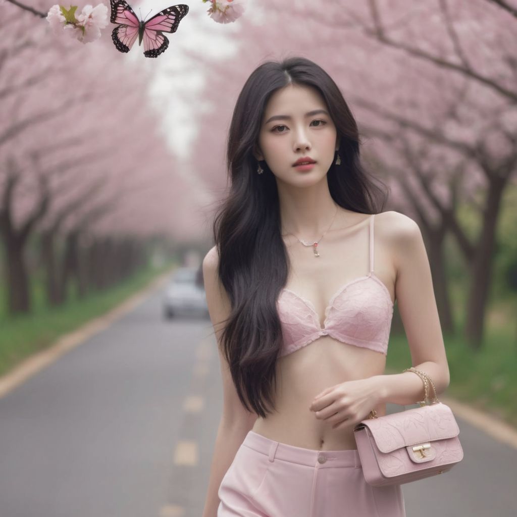 Beautiful Cherry Blossom Boulevard - Beauty Walking Among Them - Flying