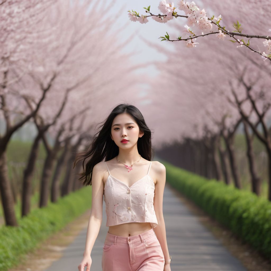 Beautiful Cherry Blossom Boulevard - Beauty Walking Among Them - Flying