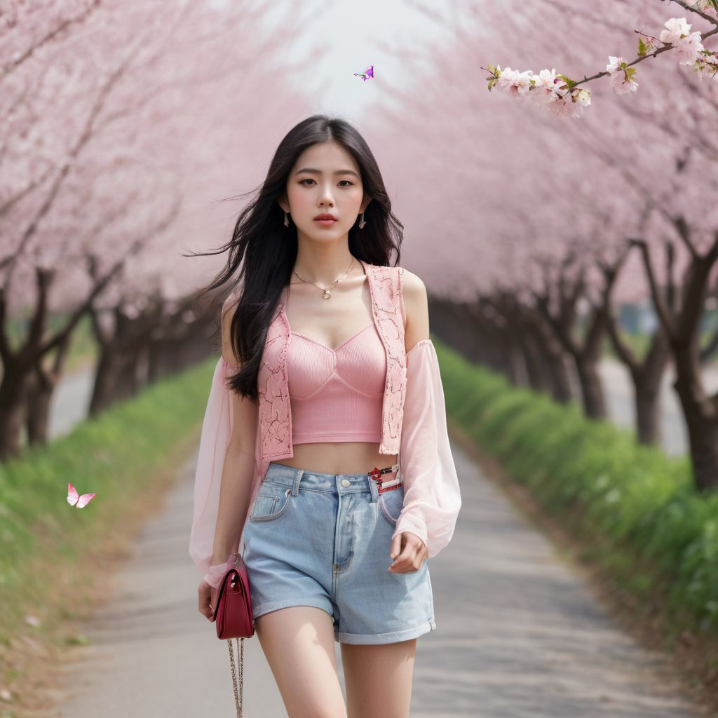 Beautiful Cherry Blossom Boulevard - Beauty Walking Among Them - Flying