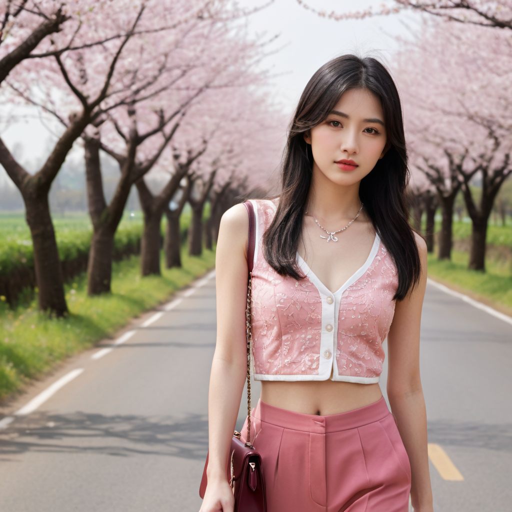 Beautiful Cherry Blossom Boulevard - Beauty Walking Among Them - Flying