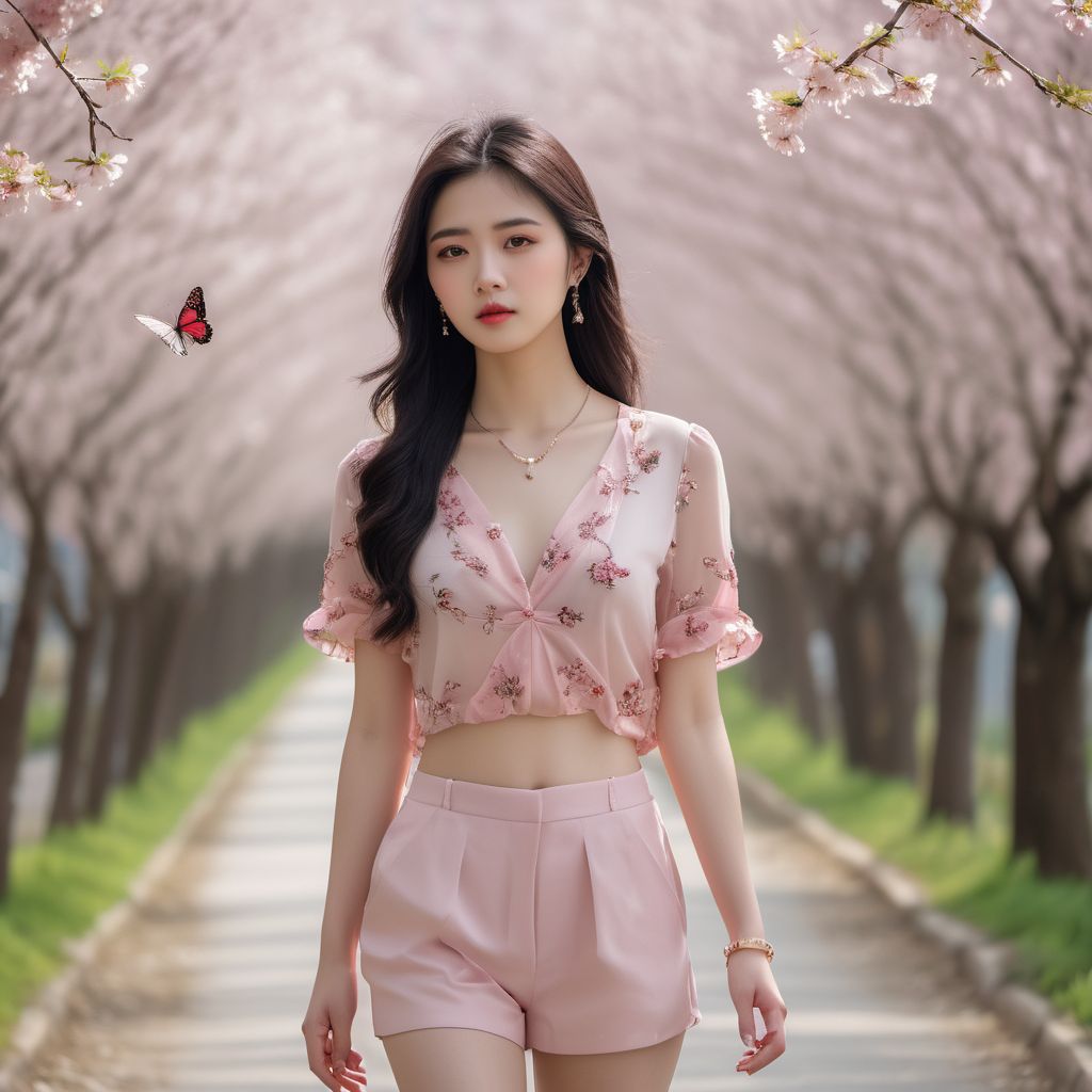 Beautiful Cherry Blossom Boulevard - Beauty Walking Among Them - Flying