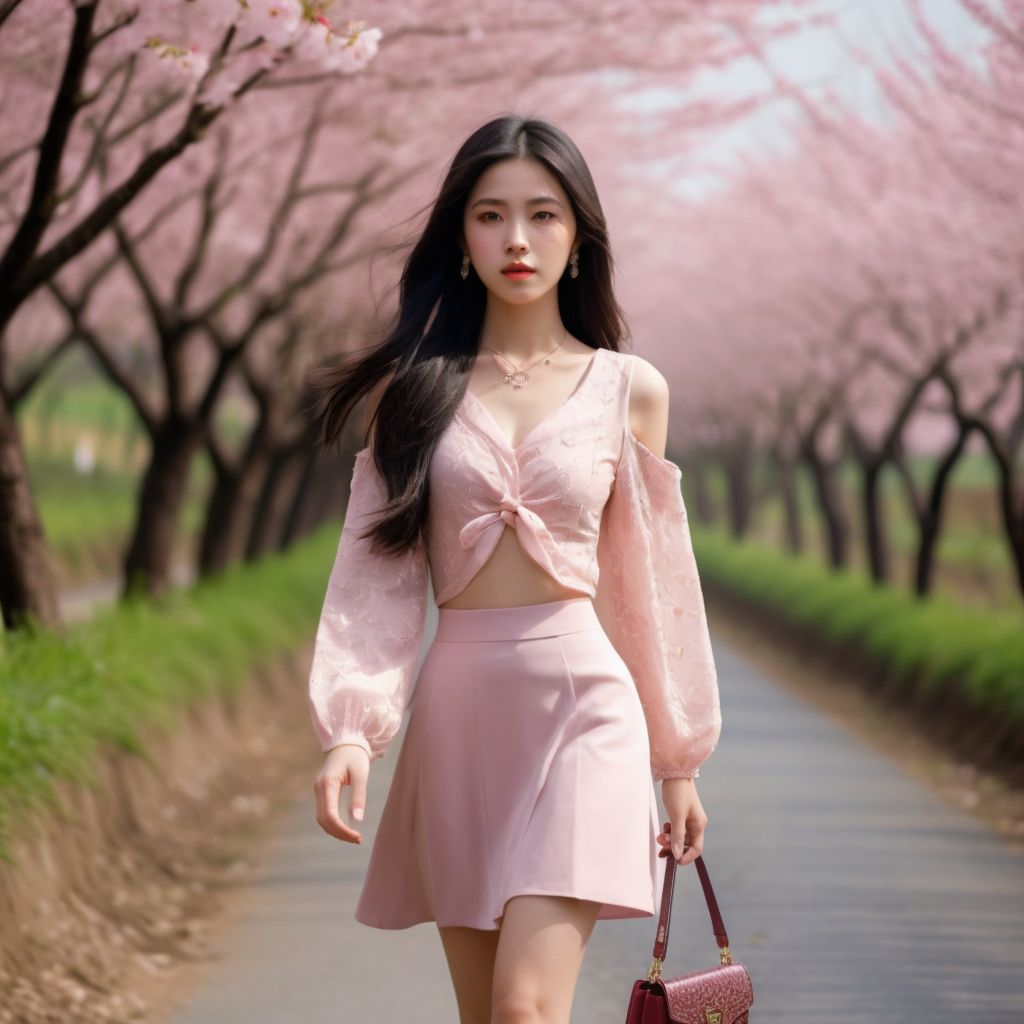Beautiful Cherry Blossom Boulevard - Beauty Walking Among Them - Flying