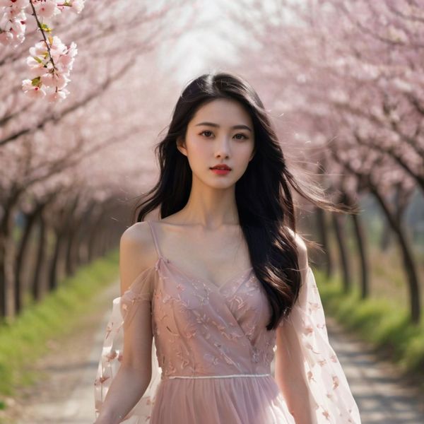Beautiful Cherry Blossom Boulevard - Beauty Walking Among Them - Flying