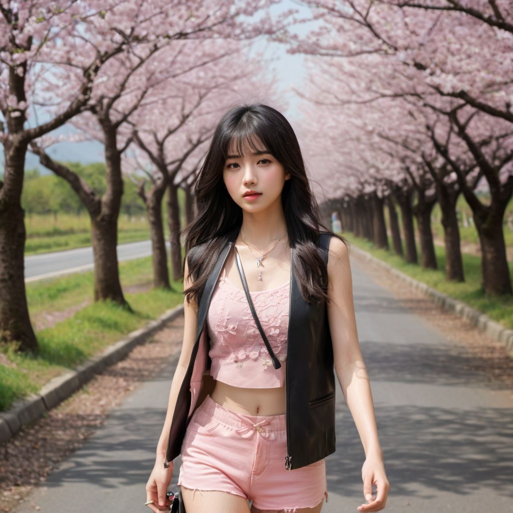 Beautiful Cherry Blossom Boulevard - Beauty Walking Among Them - Flying