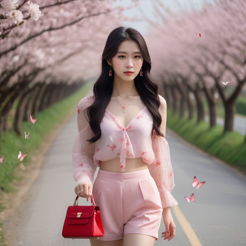 Beautiful Cherry Blossom Boulevard - Beauty Walking Among Them - Flying