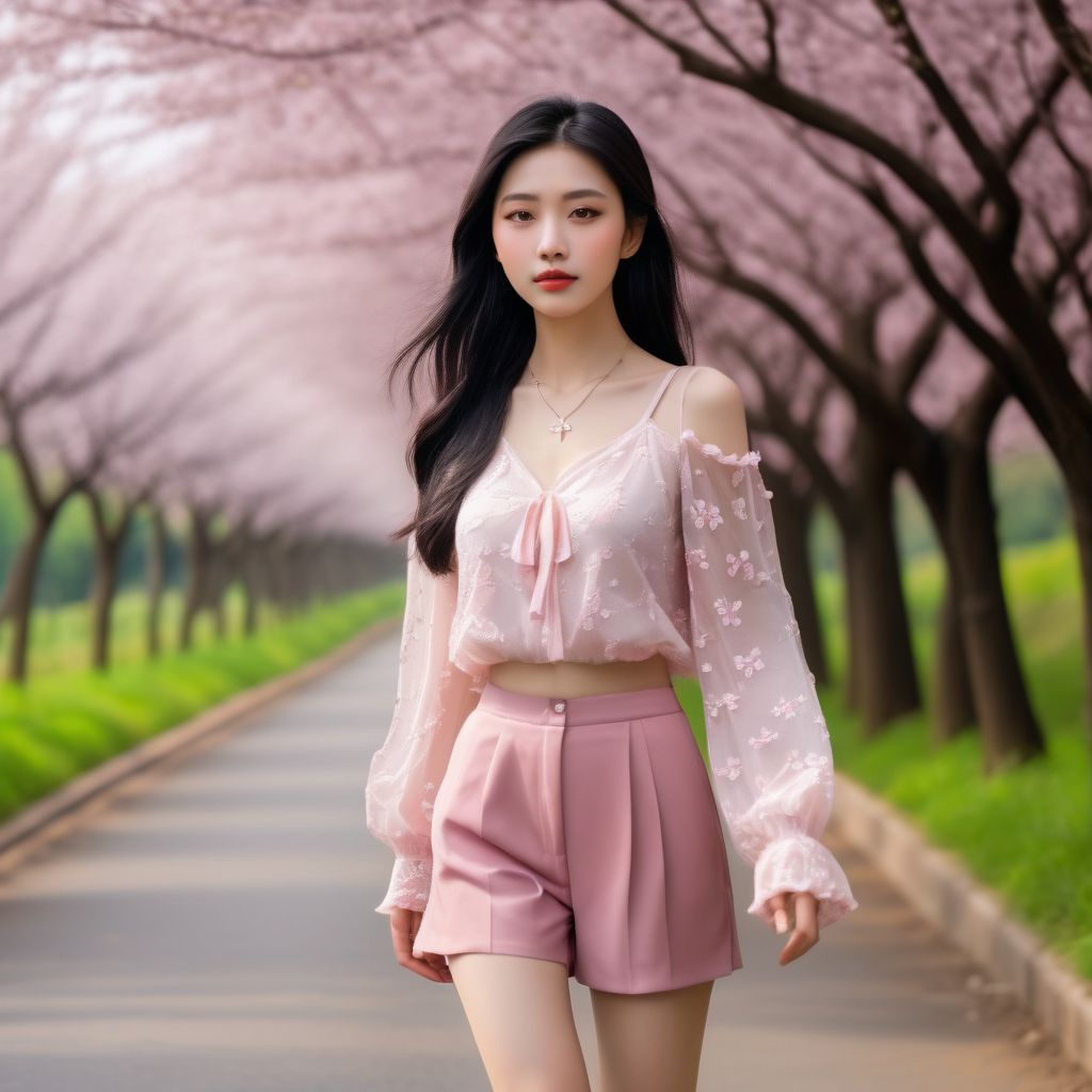 Beautiful Cherry Blossom Boulevard - Beauty Walking Among Them - Flying