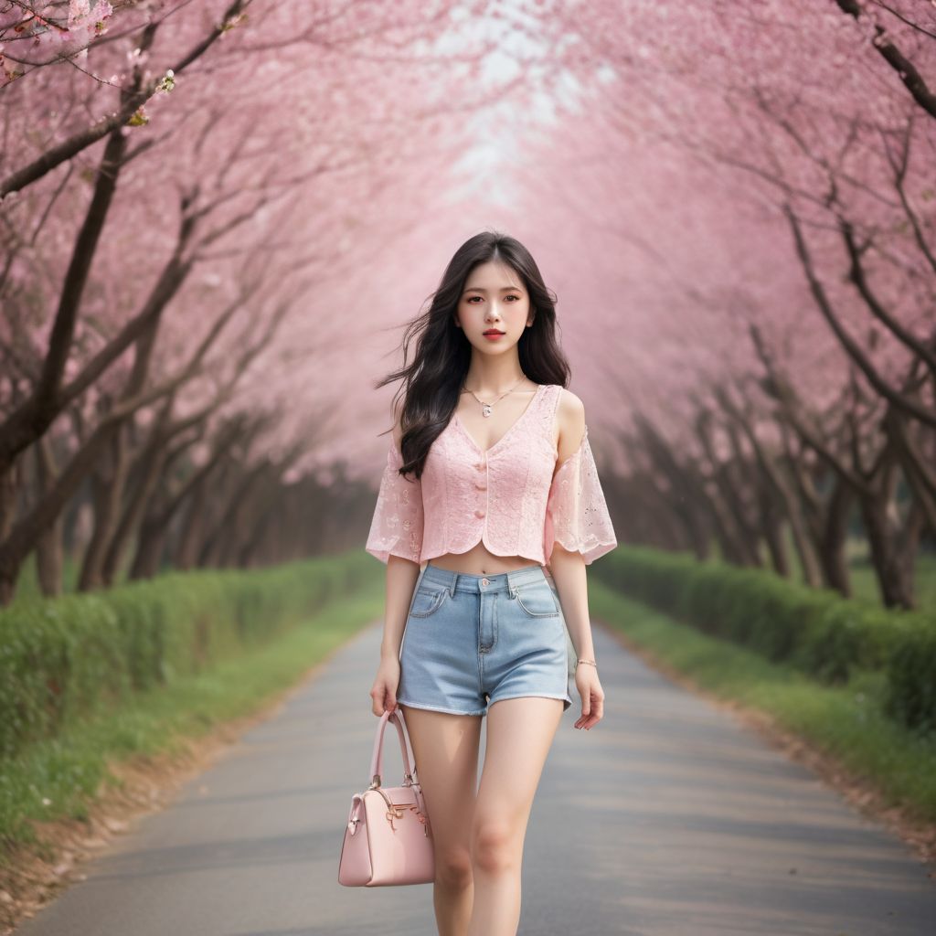 Beautiful Cherry Blossom Boulevard - Beauty Walking Among Them - Flying