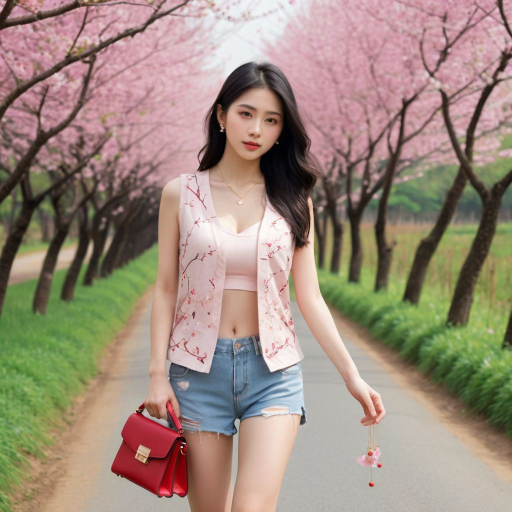 Beautiful Cherry Blossom Boulevard - Beauty Walking Among Them - Flying