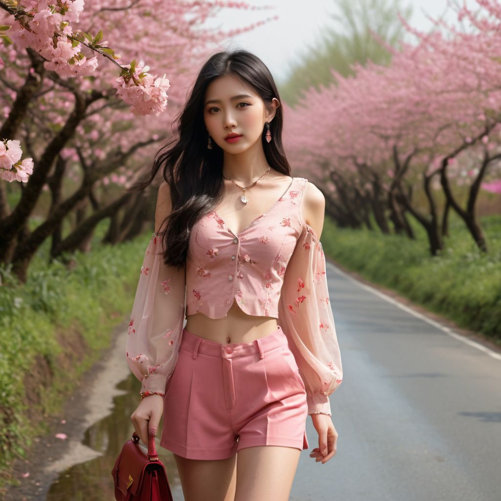 Beautiful Cherry Blossom Boulevard - Beauty Walking Among Them - Flying
