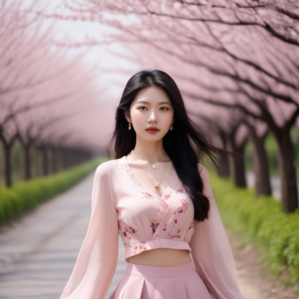 Beautiful Cherry Blossom Boulevard - Beauty Walking Among Them - Flying
