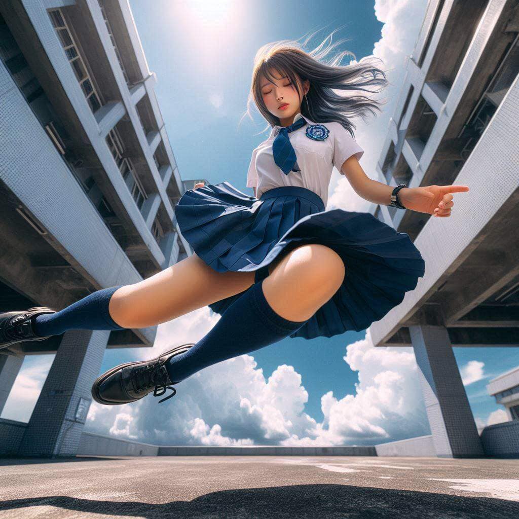 Sister in mid-air