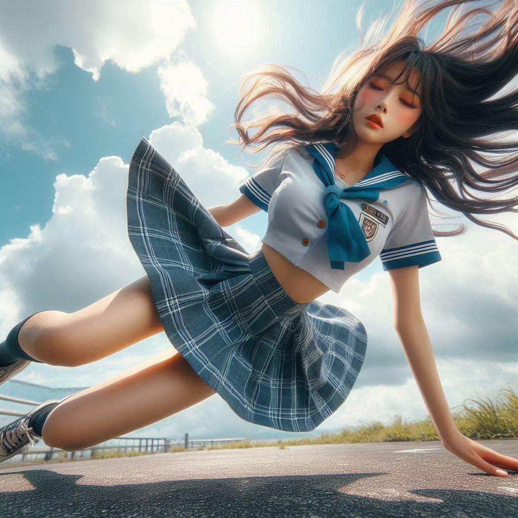 Sister in mid-air