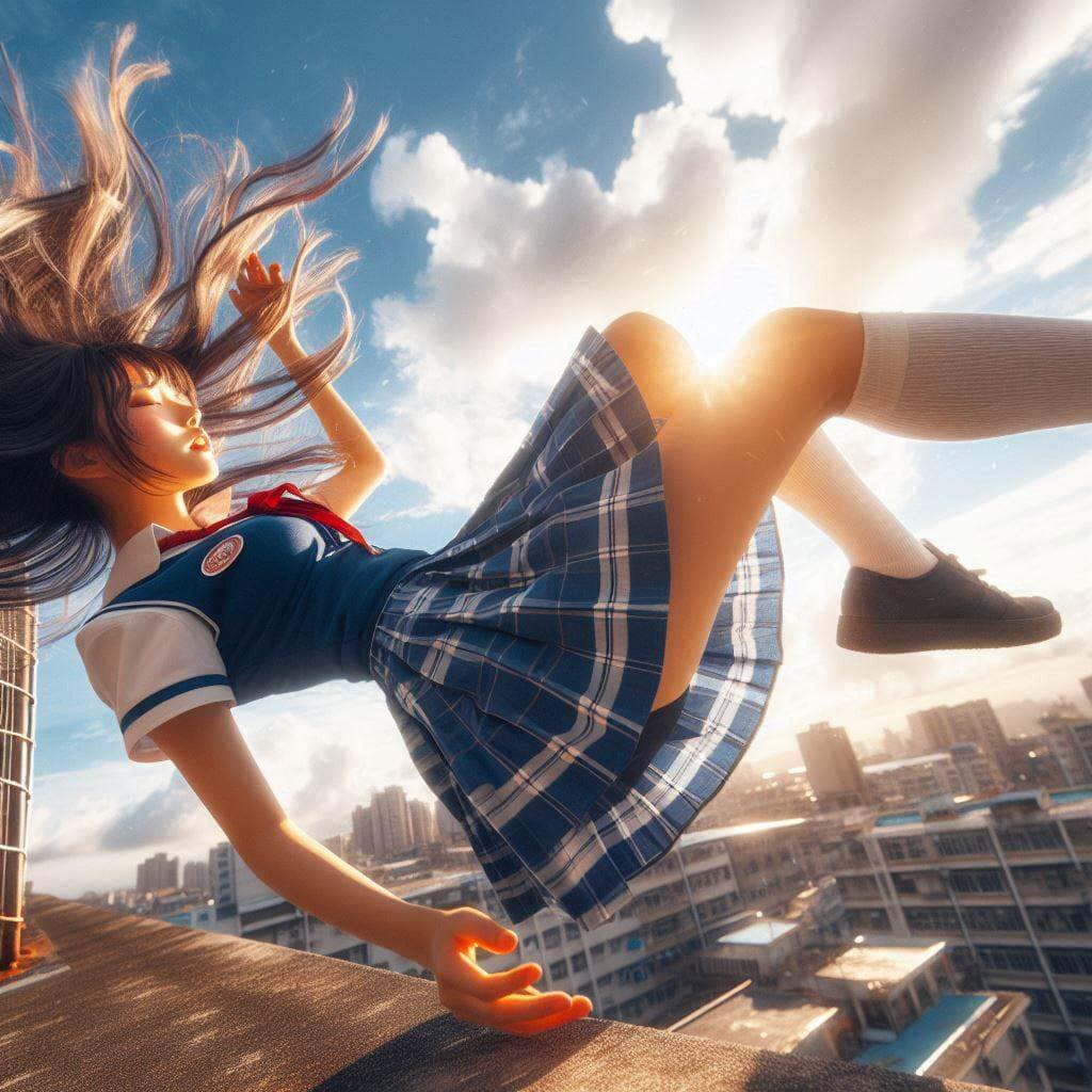 Sister in mid-air