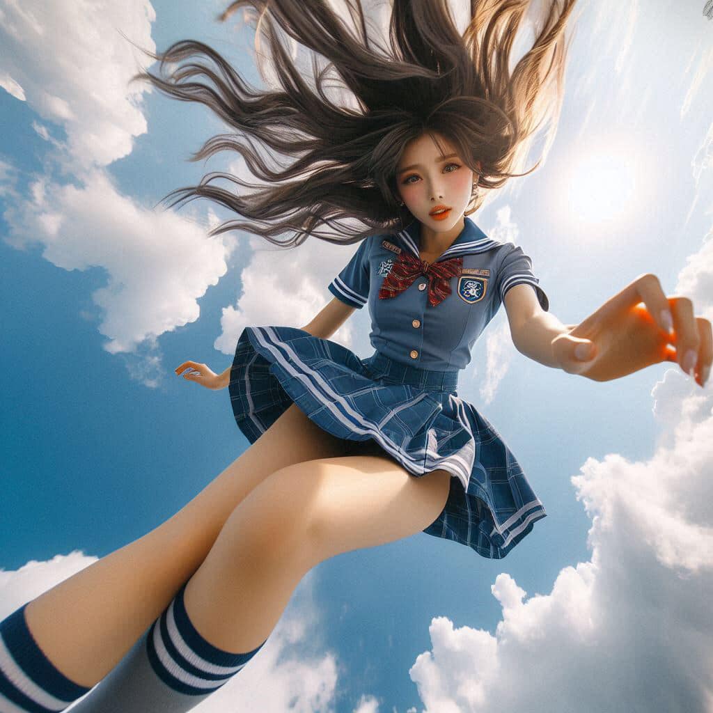 Sister in mid-air