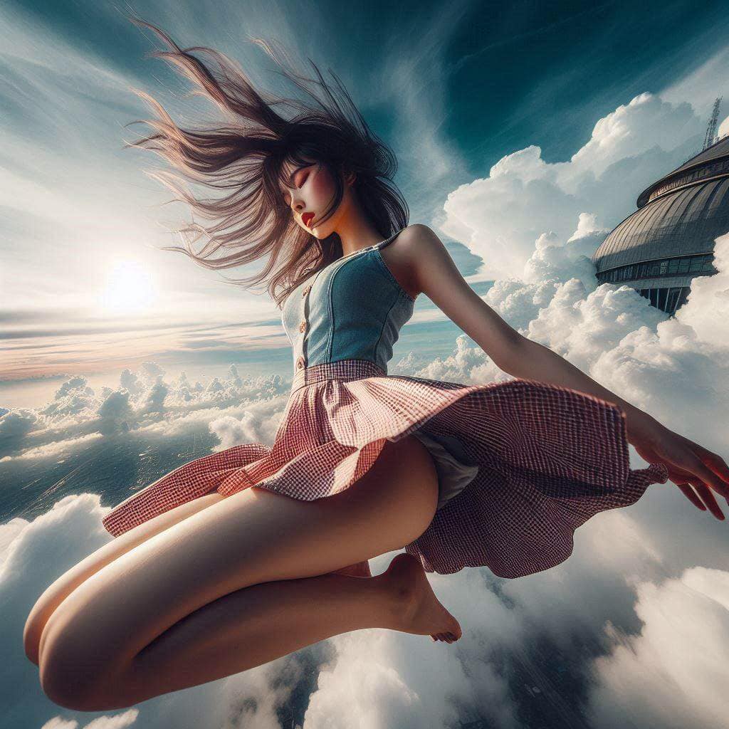 Sister in mid-air