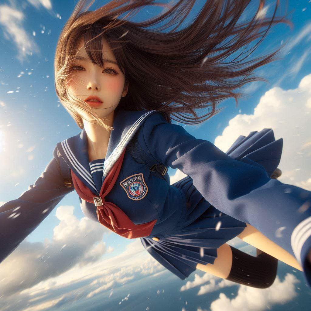 Sister in mid-air