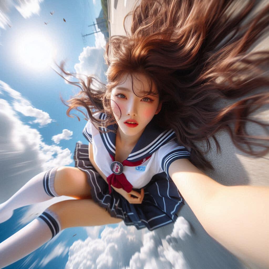 Sister in mid-air