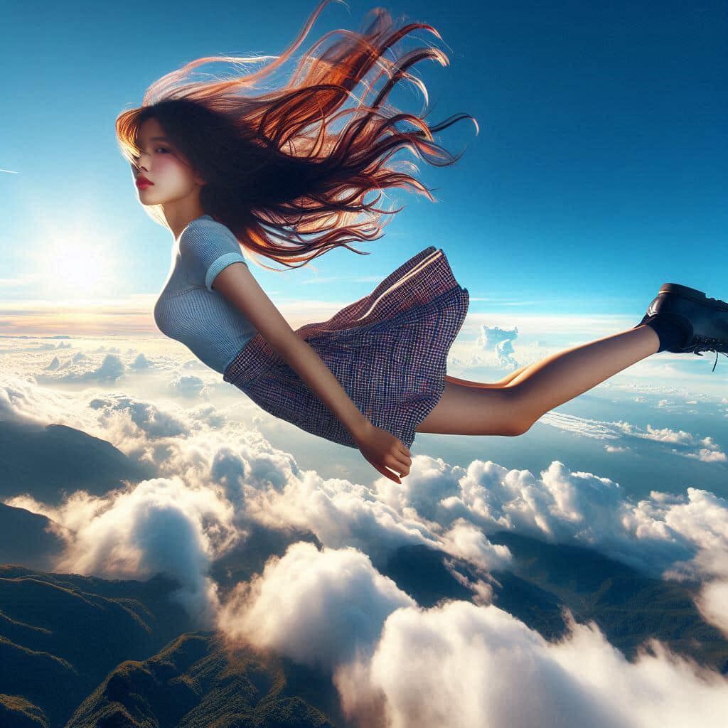 Sister in mid-air