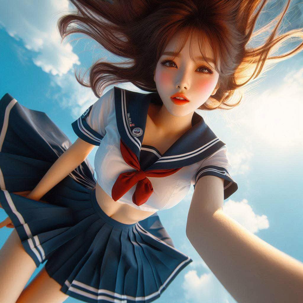 Sister in mid-air