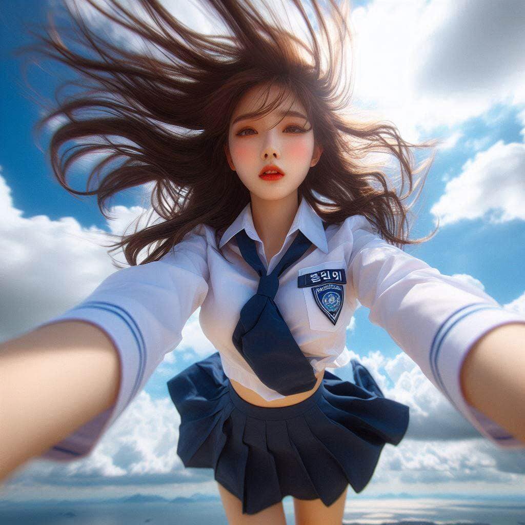 Sister in mid-air