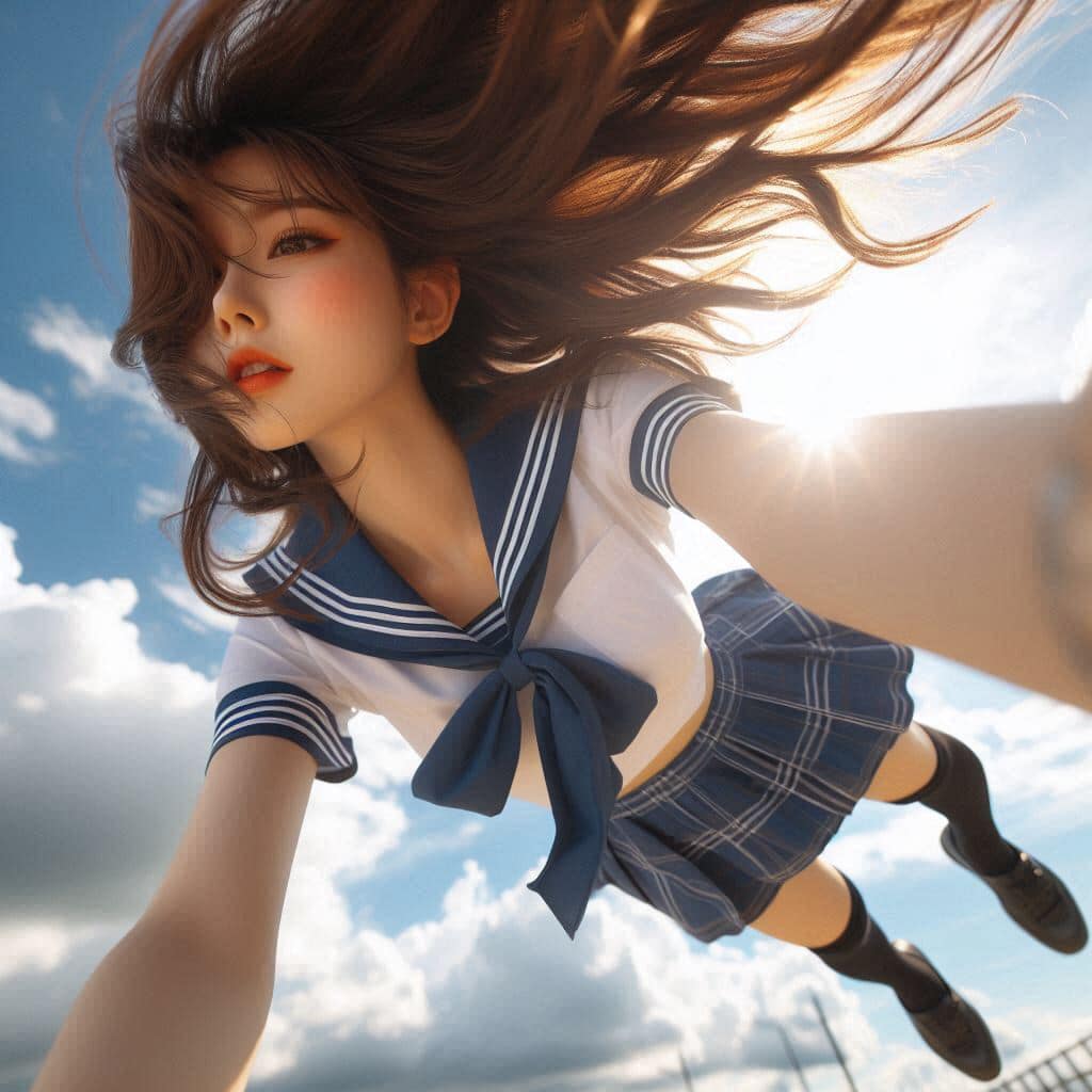Sister in mid-air