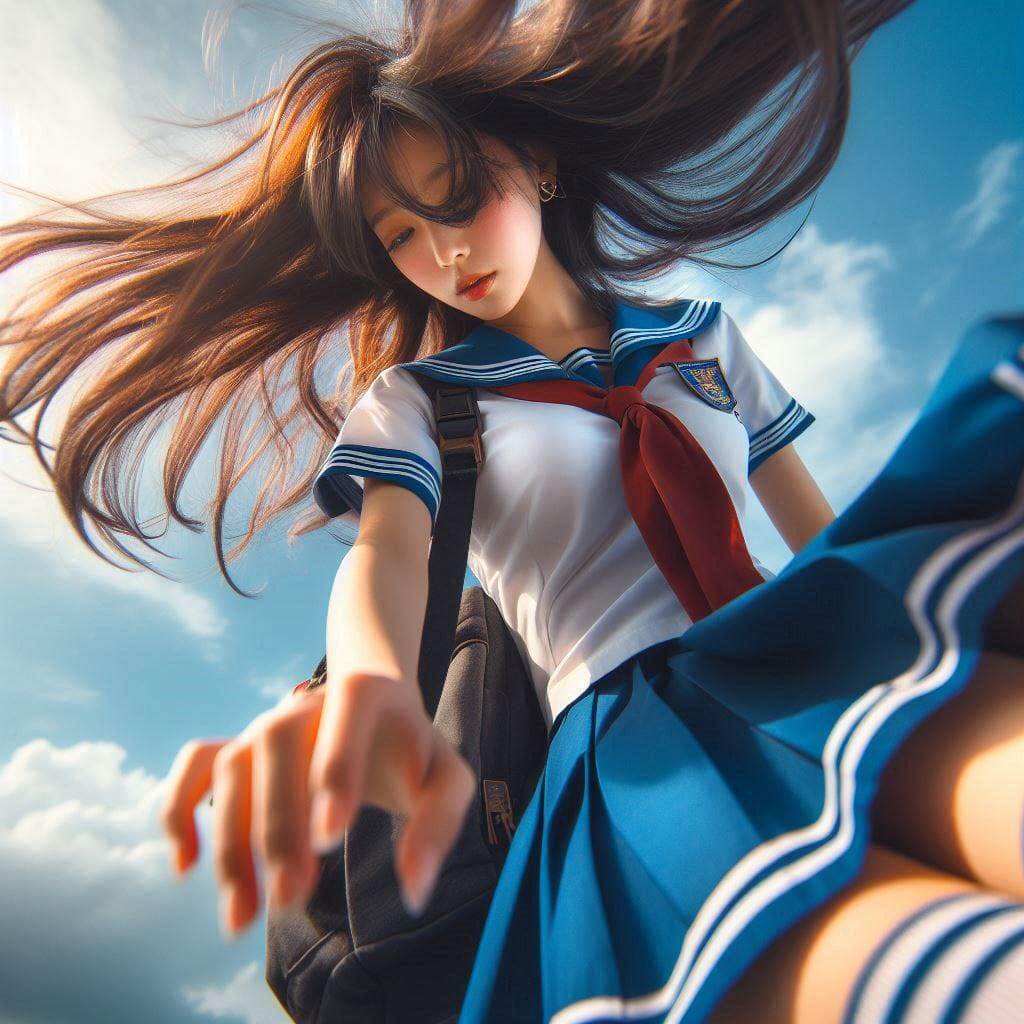 Sister in mid-air