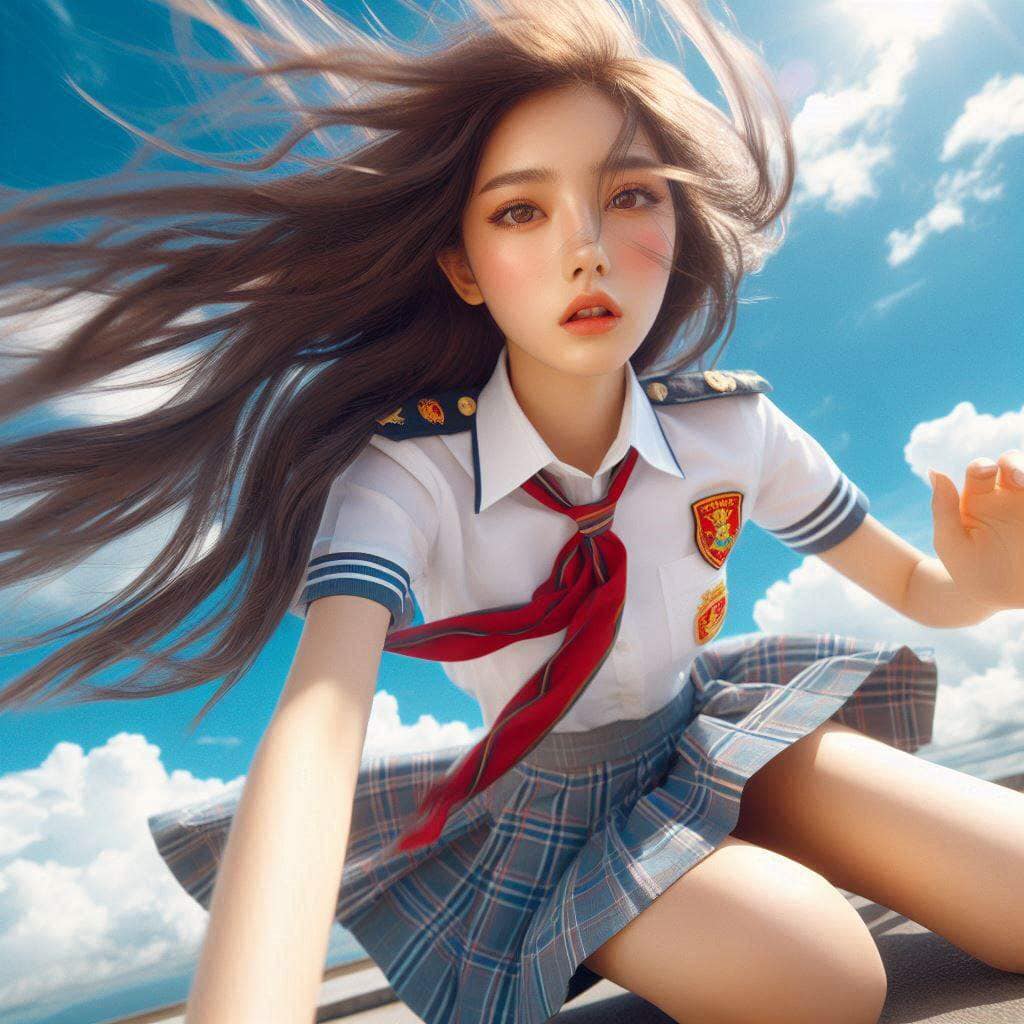 Sister in mid-air