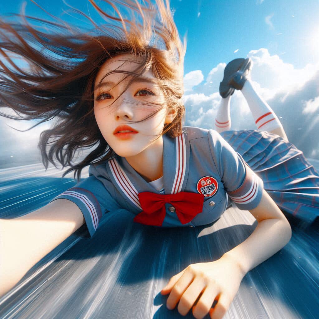 Sister in mid-air