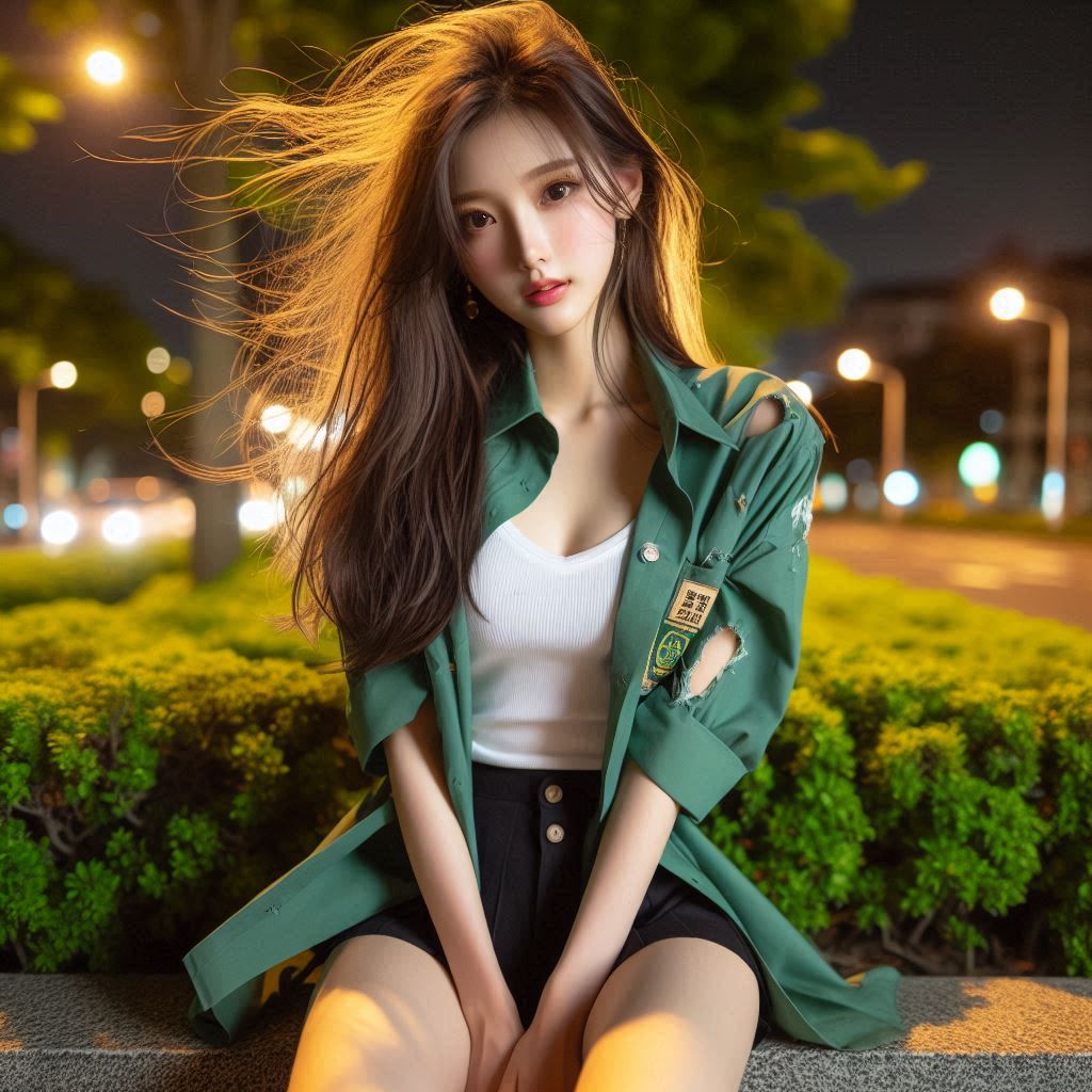Girls in the park at night