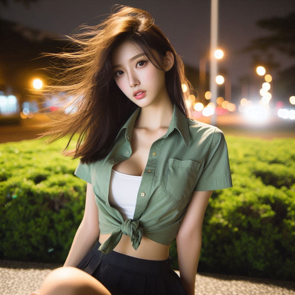 Girls in the park at night