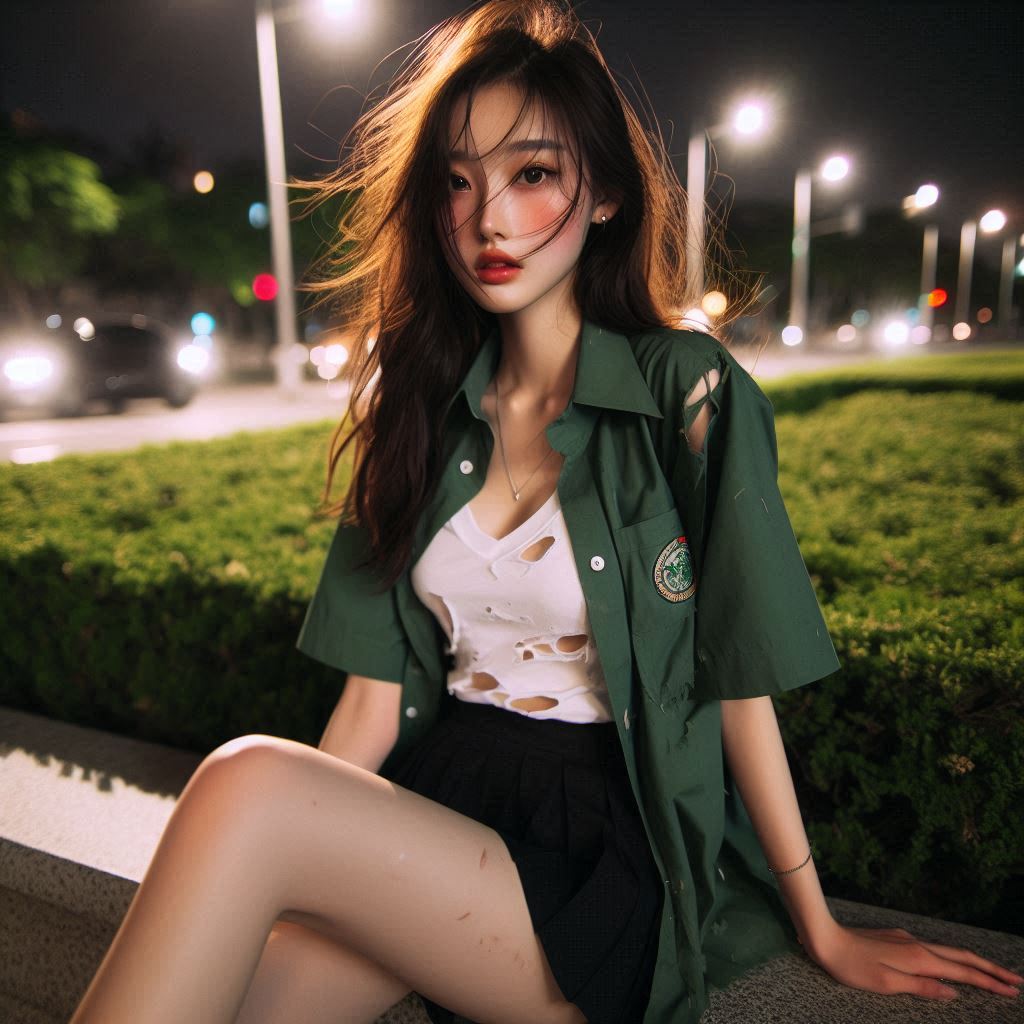 Girls in the park at night