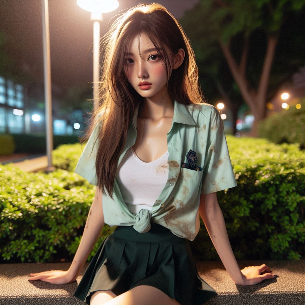 Girls in the park at night