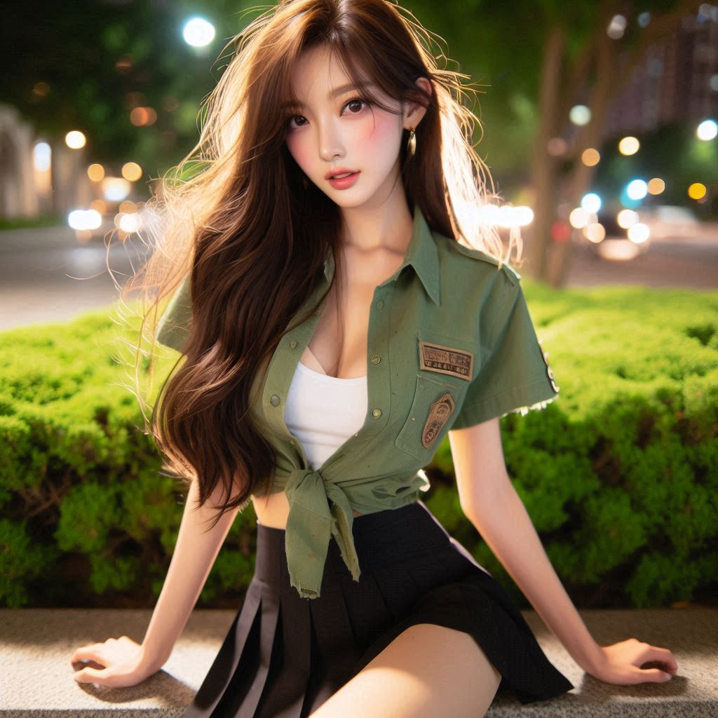 Girls in the park at night