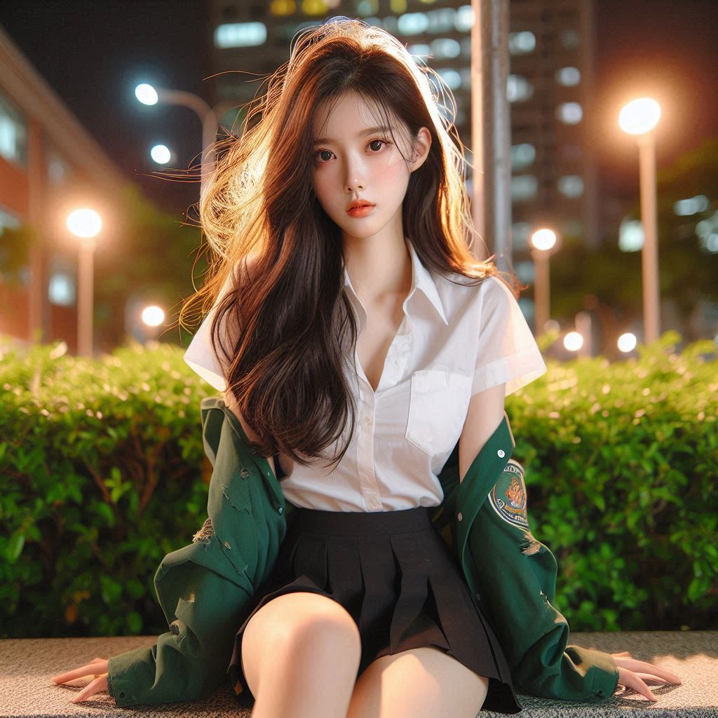 Girls in the park at night