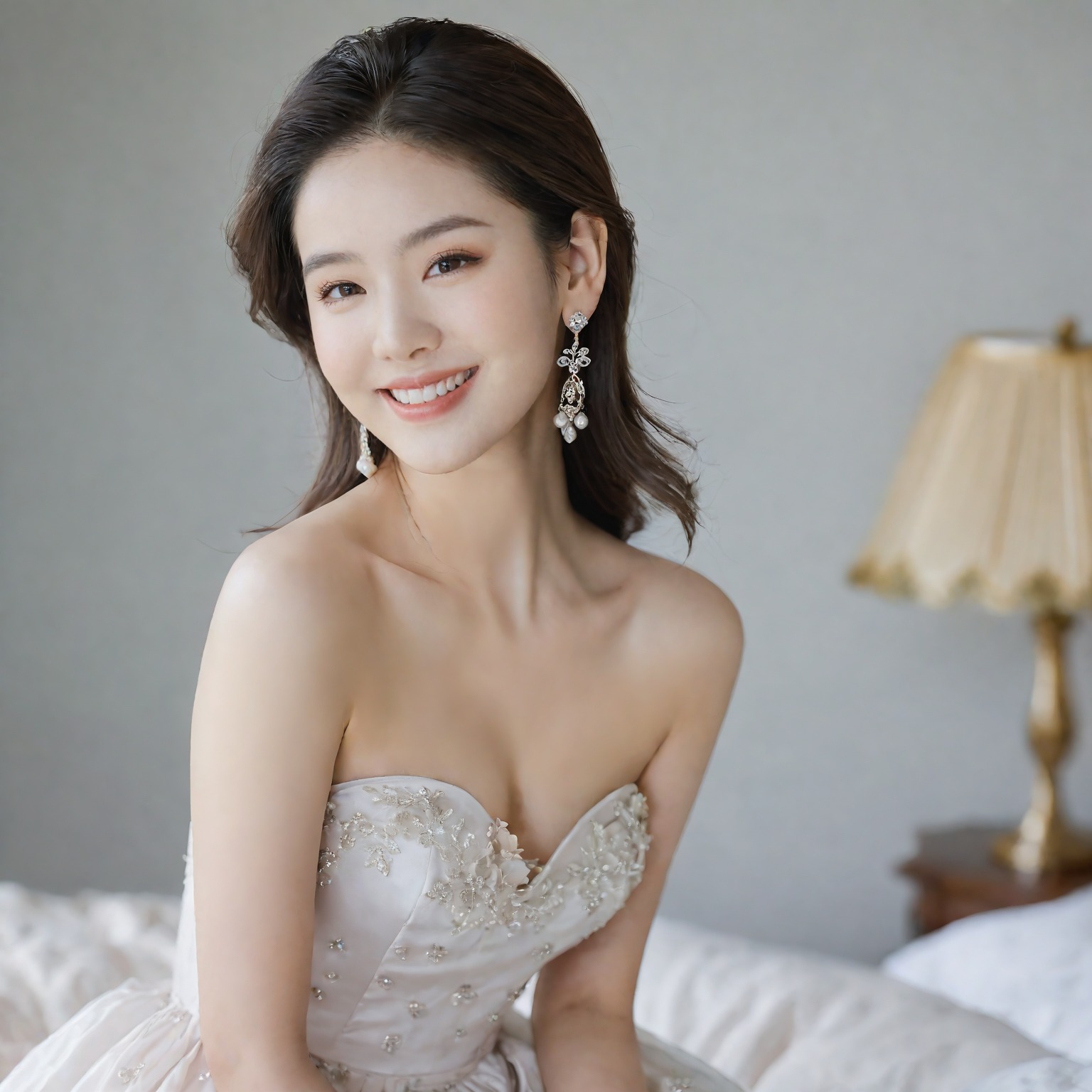 A girl in a wedding dress