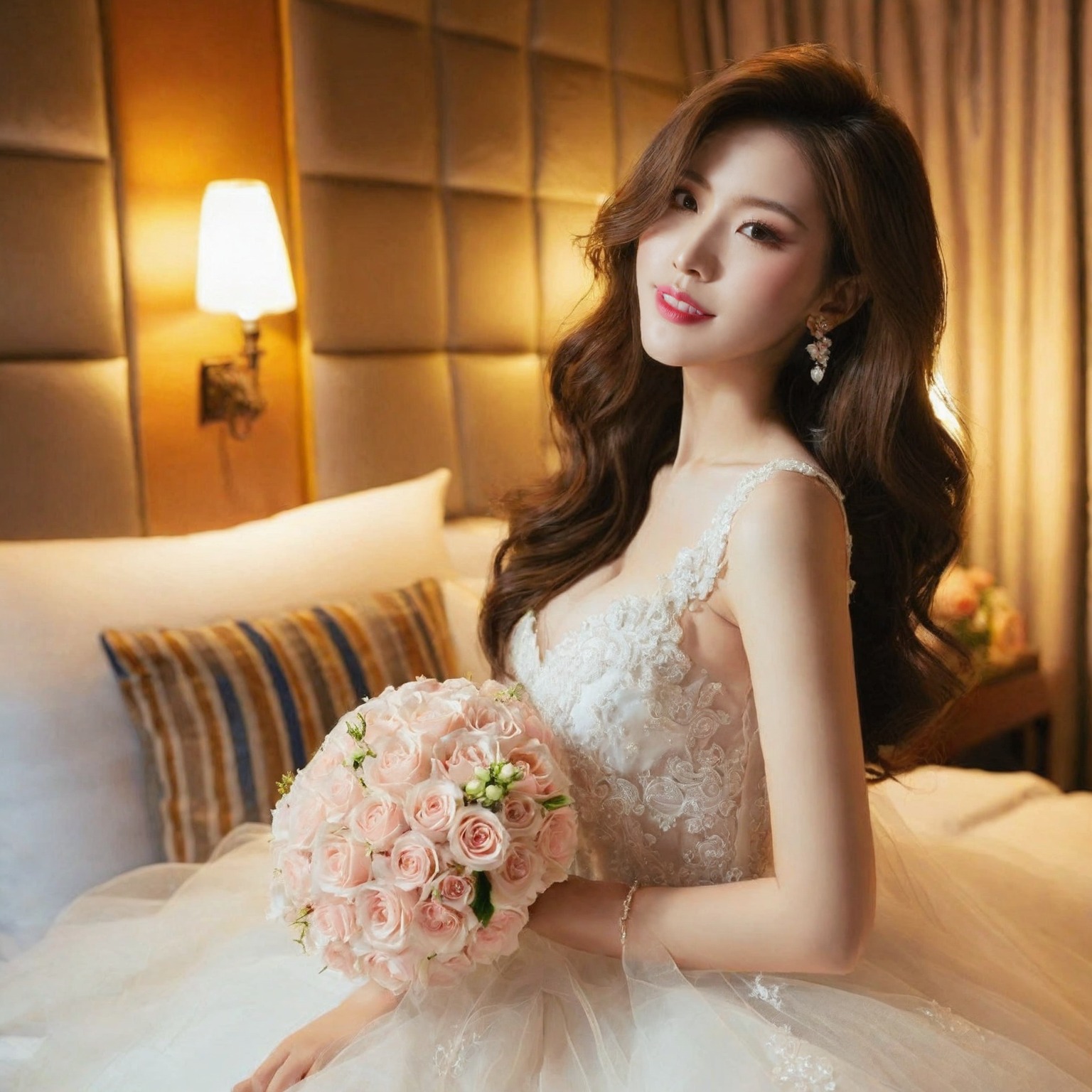 A girl in a wedding dress