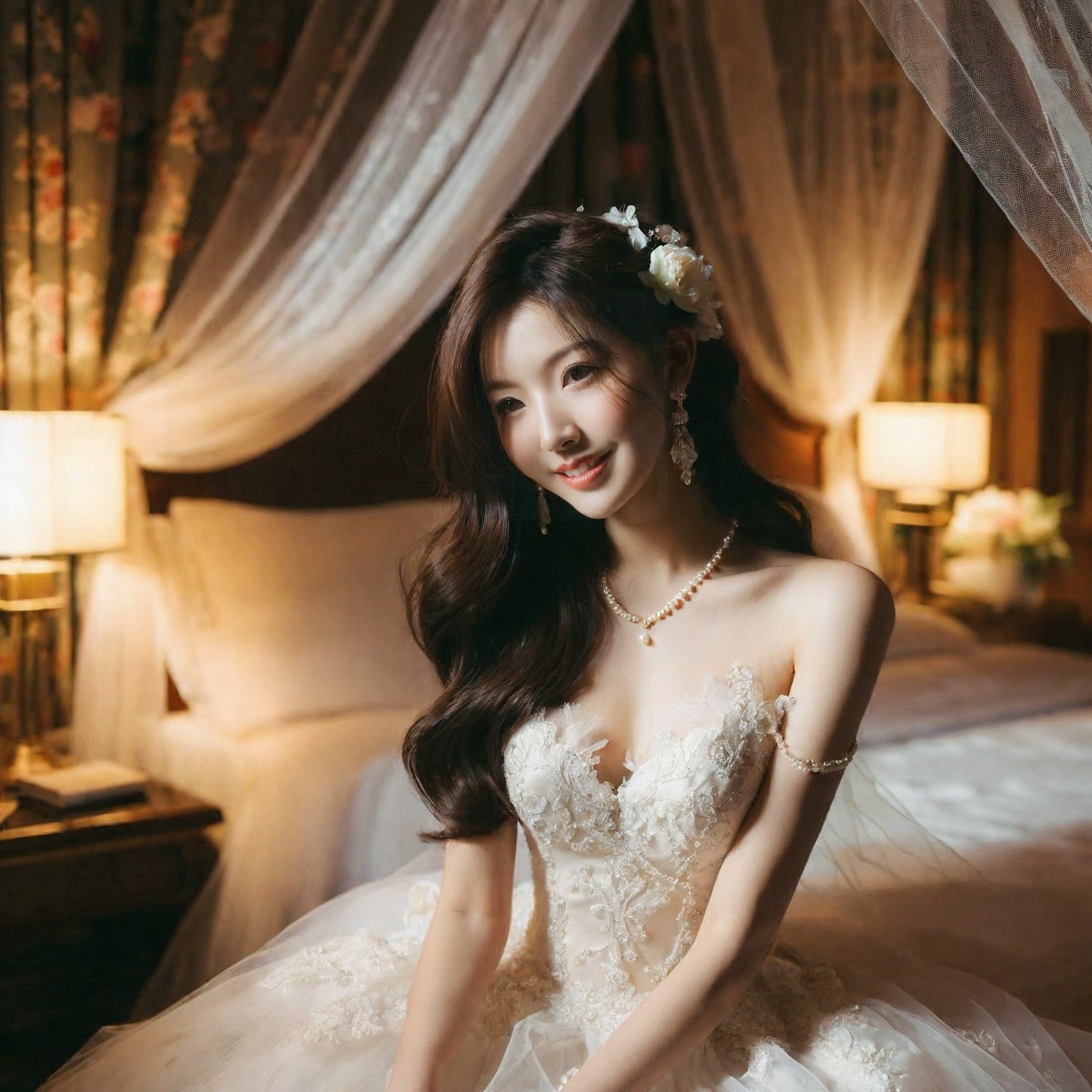 A girl in a wedding dress