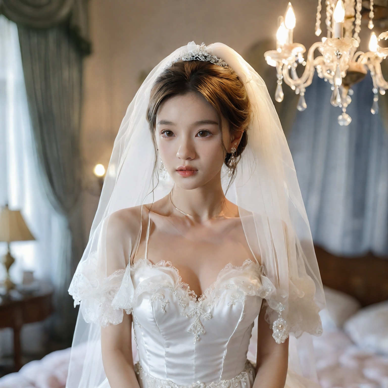 A girl in a wedding dress