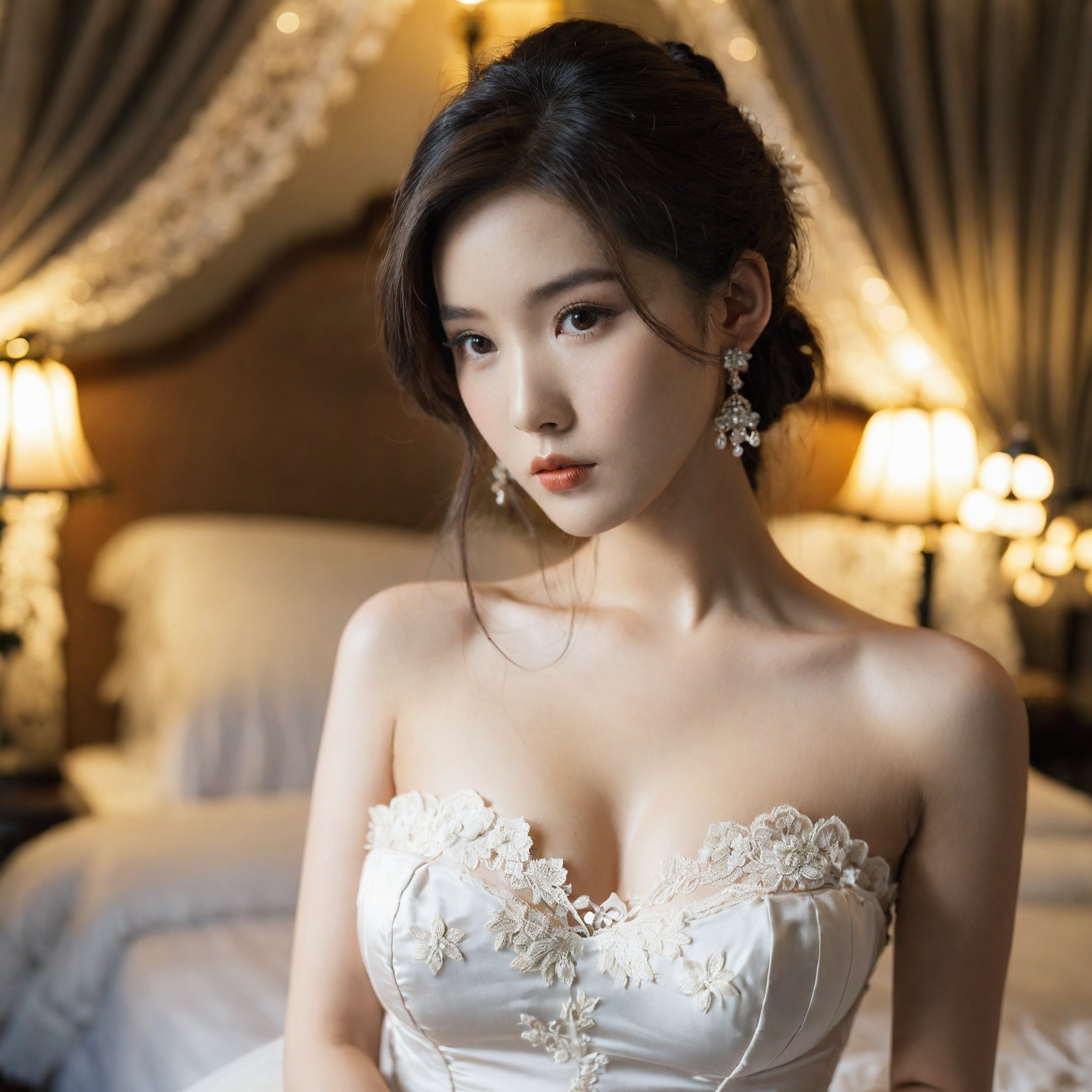 A girl in a wedding dress