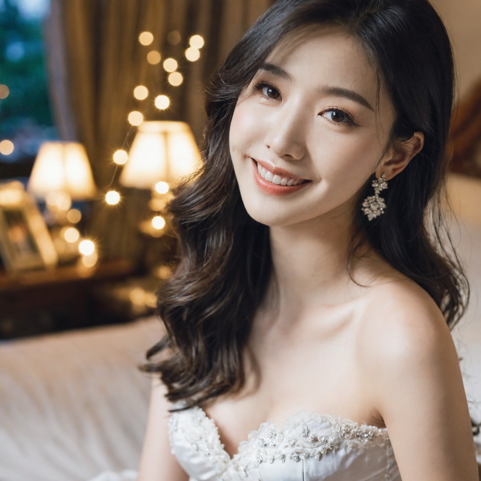 A girl in a wedding dress