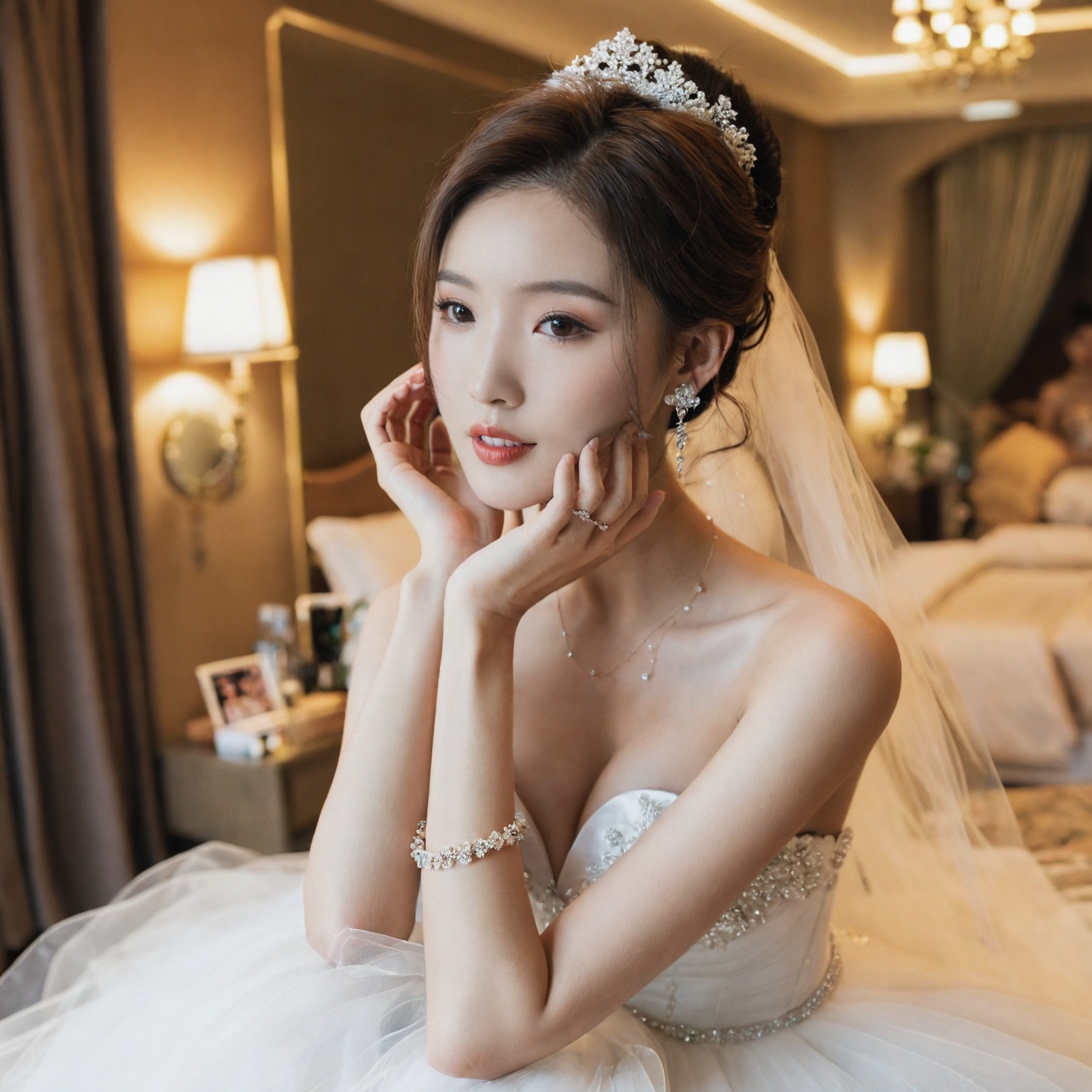 A girl in a wedding dress